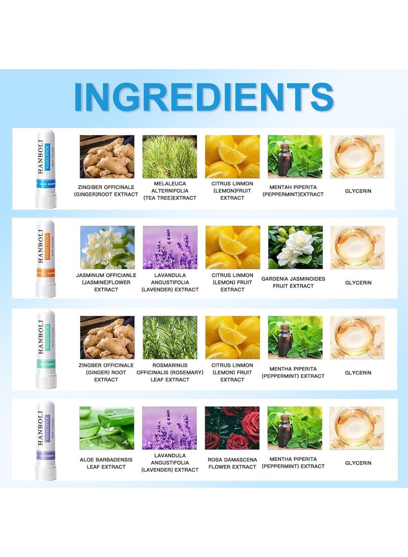 عصا أنفية لتعزيز الطاقة (عبوة من 4 قطع) عصا استنشاق أنفية محمولة لتحسين التنفس، منثول نقي وطبيعي يوفر تبريدًا منعشًا - Image 3